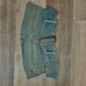 Jean Belt Mini Skirt